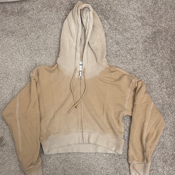 Cotton Citizen Tops - Cotton Citizen Tan Cropped Hoodie